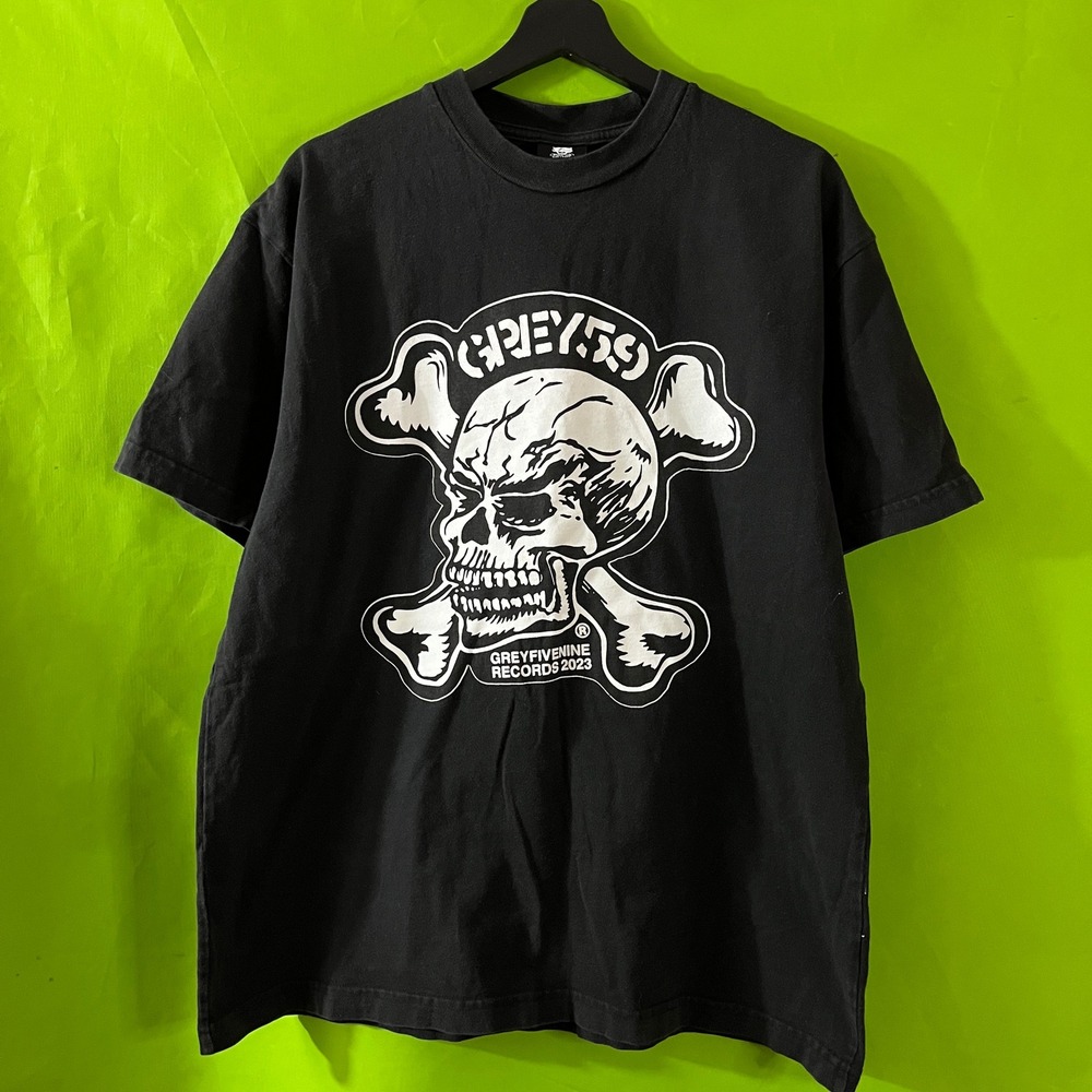 G59 Grey Five Nine Records 2023 Skull Crossbones‎ T-Shirt Mens Large Black Tee
